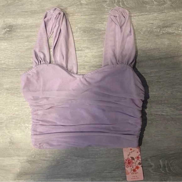 SHEIN Crop Top Bundle 3 Ruched Milkmaid Floral Cottagecore Summer M - Picture 5 of 8